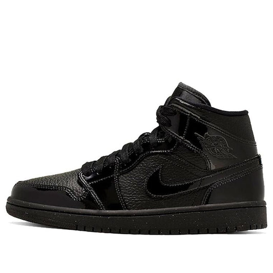 (WMNS) Air Jordan 1 Mid Patent 'Triple Black'  BQ6472-003 Cultural Kicks